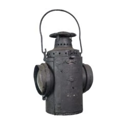 Antique Black Steel NYNH&H Fresnel Glass Train Railroad Lantern