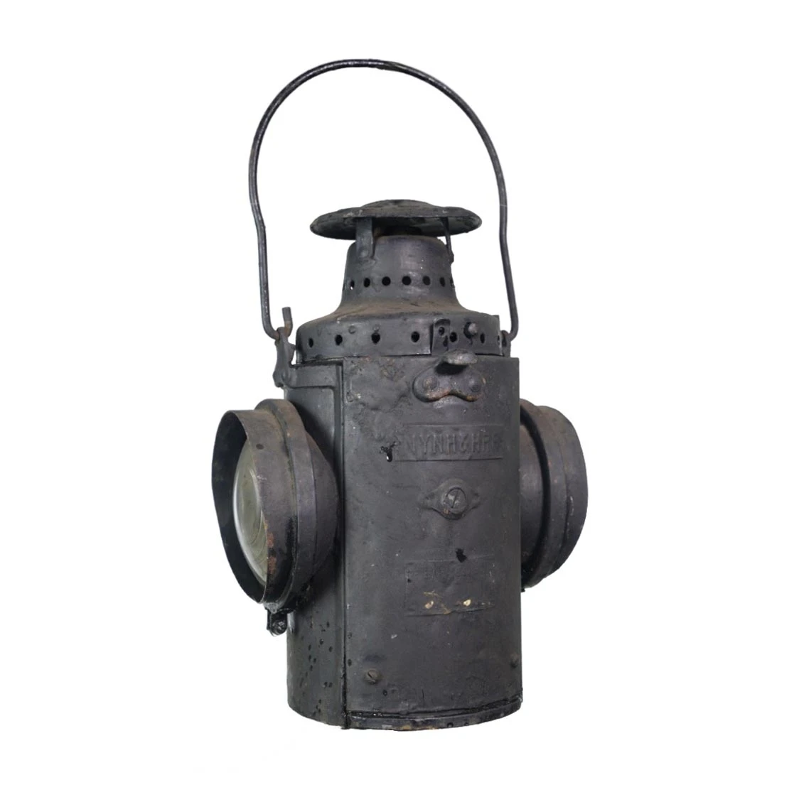 Antique Black Steel NYNH&H Fresnel Glass Train Railroad Lantern 3 Antique Black Steel NYNH&H Fresnel Glass Train Railroad Lantern