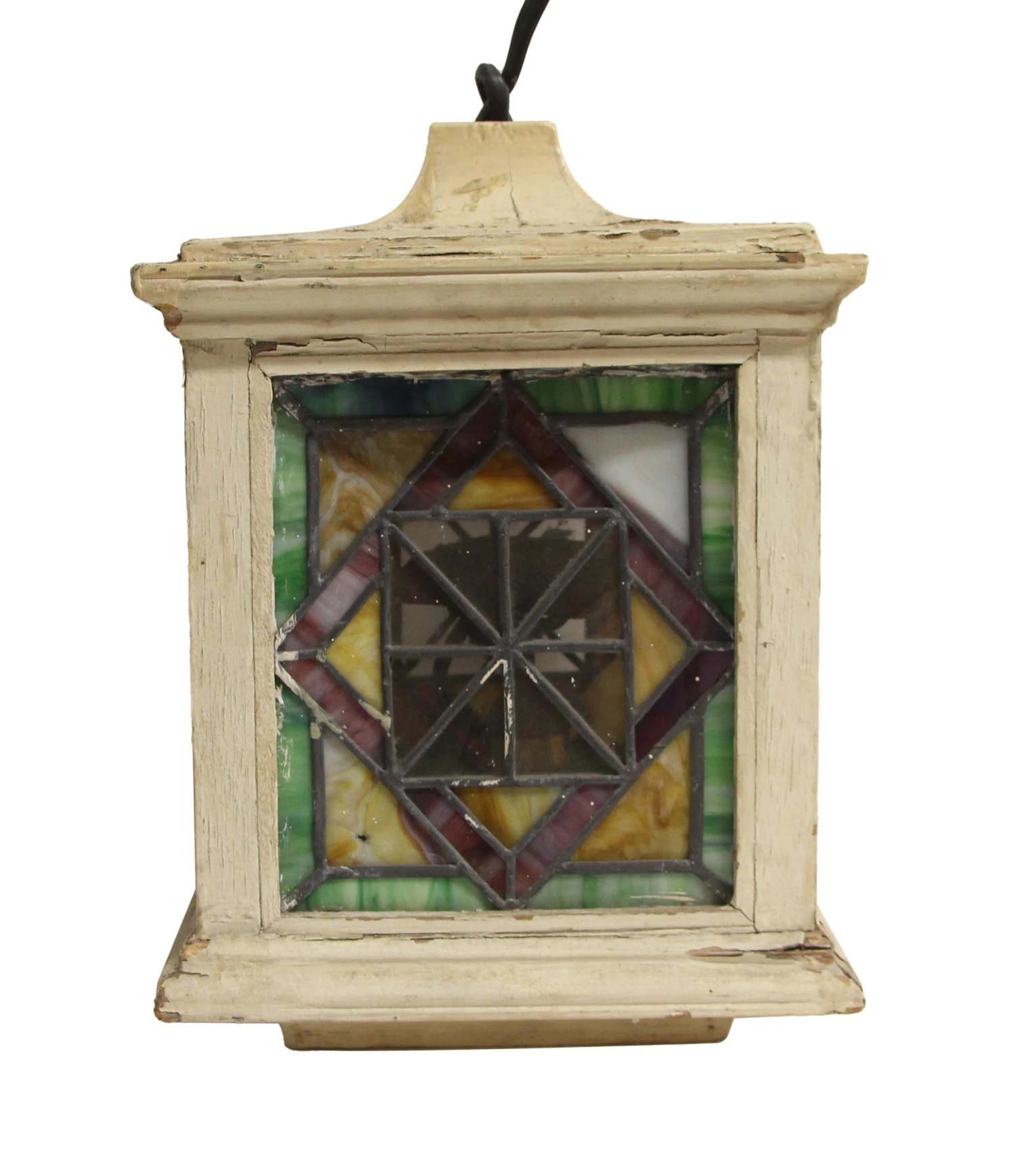 Antique Wooden Stained Glass Ceiling Lantern 3 Antique Wooden Stained Glass Ceiling Lantern