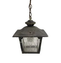Arts & Crafts Black Metal & Glass Exterior Ceiling Lantern