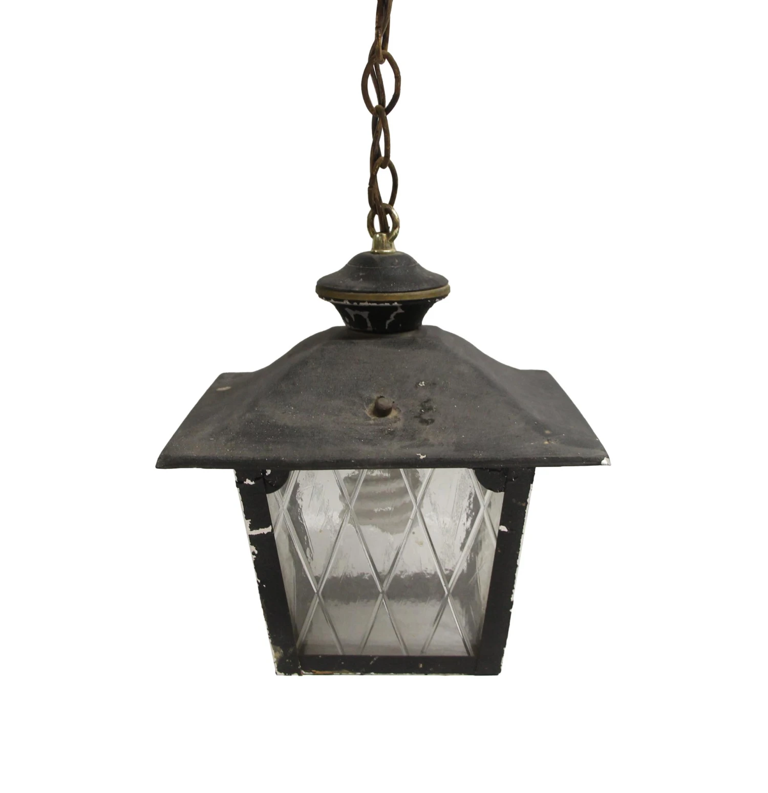 Arts & Crafts Black Metal & Glass Exterior Ceiling Lantern 3 Arts & Crafts Black Metal & Glass Exterior Ceiling Lantern