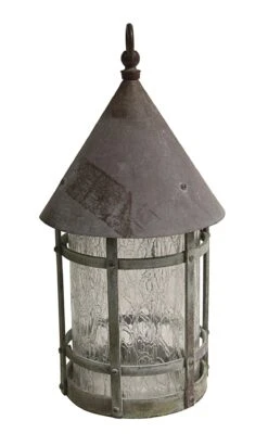 Arts & Crafts Hanging Lantern With Textured Glass