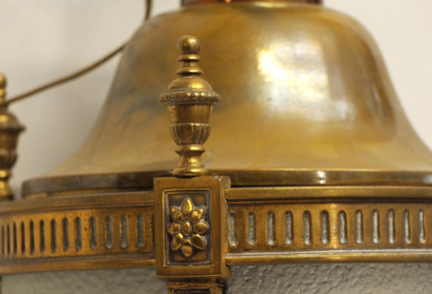 1900s Antique Victorian 3 Foot Bronze & Frosted Glass Ceiling Lantern 4 1900s Antique Victorian 3 Foot Bronze & Frosted Glass Ceiling Lantern - Image 2