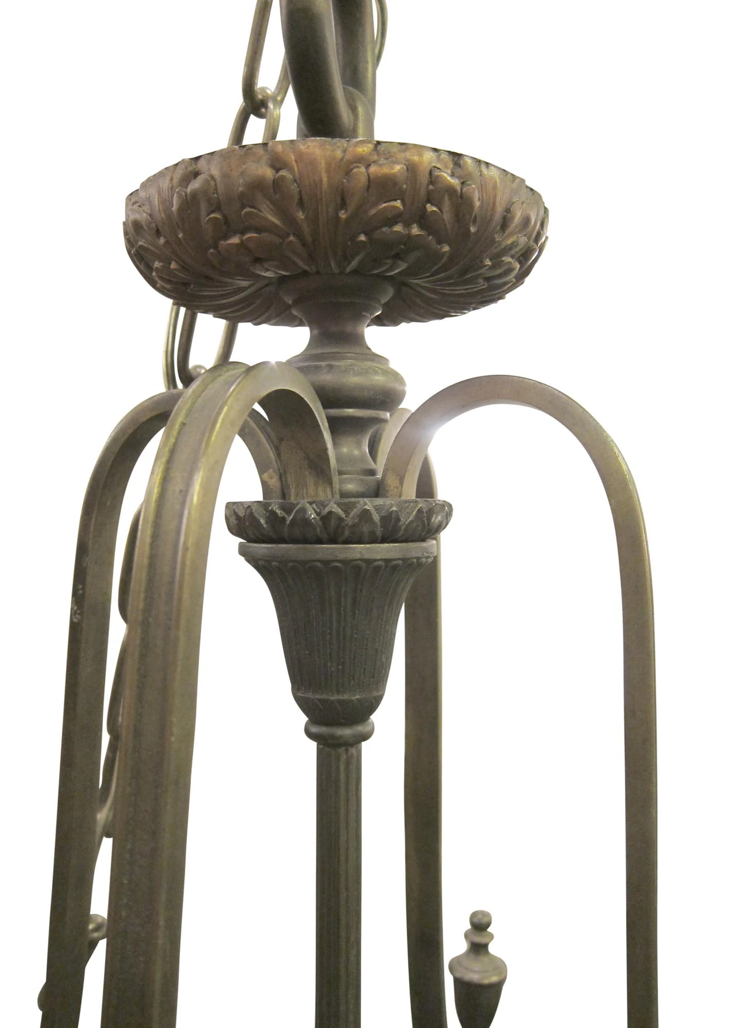 1910s Bronze 6 Light Neoclassical Ceiling Lantern 4 1910s Bronze 6 Light Neoclassical Ceiling Lantern - Image 2
