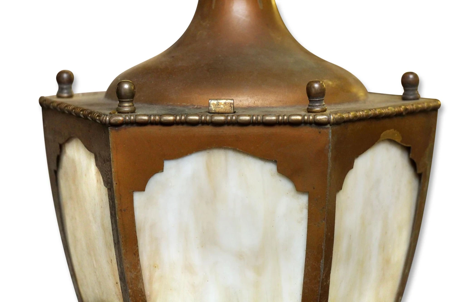 Vintage Traditional Gold Tan Slag Glass Pendant Ceiling Lantern 5 Vintage Traditional Gold Tan Slag Glass Pendant Ceiling Lantern - Image 3