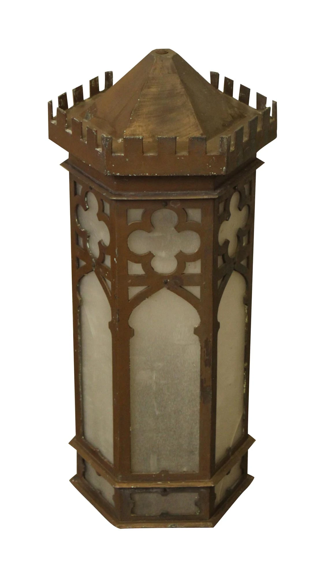 Pair Of Antique 32 In. Gothic Bronze Wall Lanterns 5 Pair Of Antique 32 In. Gothic Bronze Wall Lanterns - Image 3