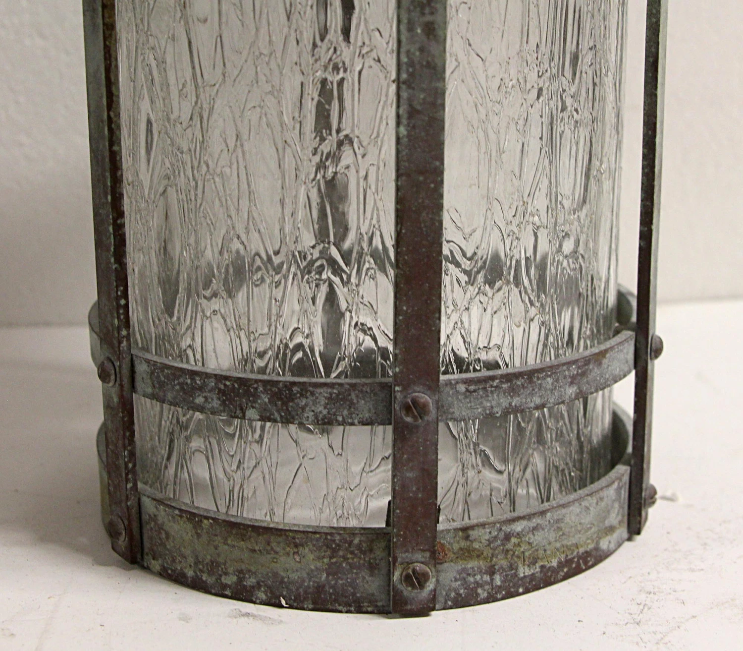 Arts & Crafts Hanging Lantern With Textured Glass 5 Arts & Crafts Hanging Lantern With Textured Glass - Image 3