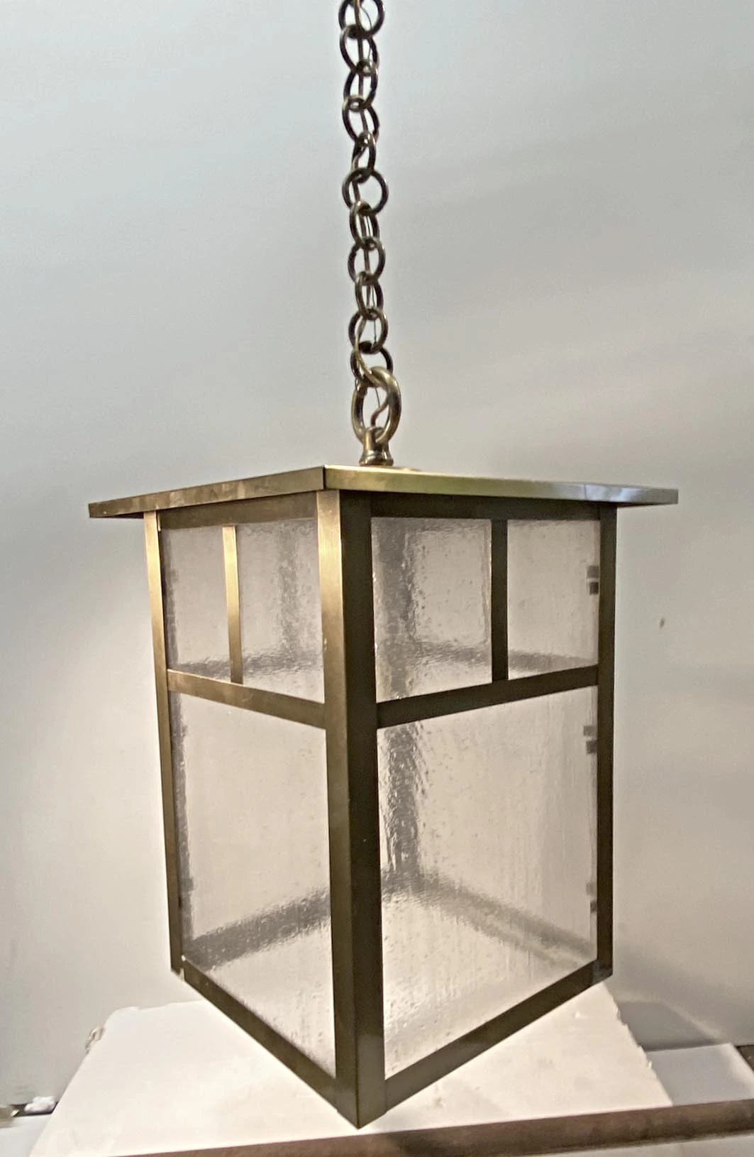 Large Brass Arts & Crafts Hanging Lantern 5 Large Brass Arts & Crafts Hanging Lantern - Image 3