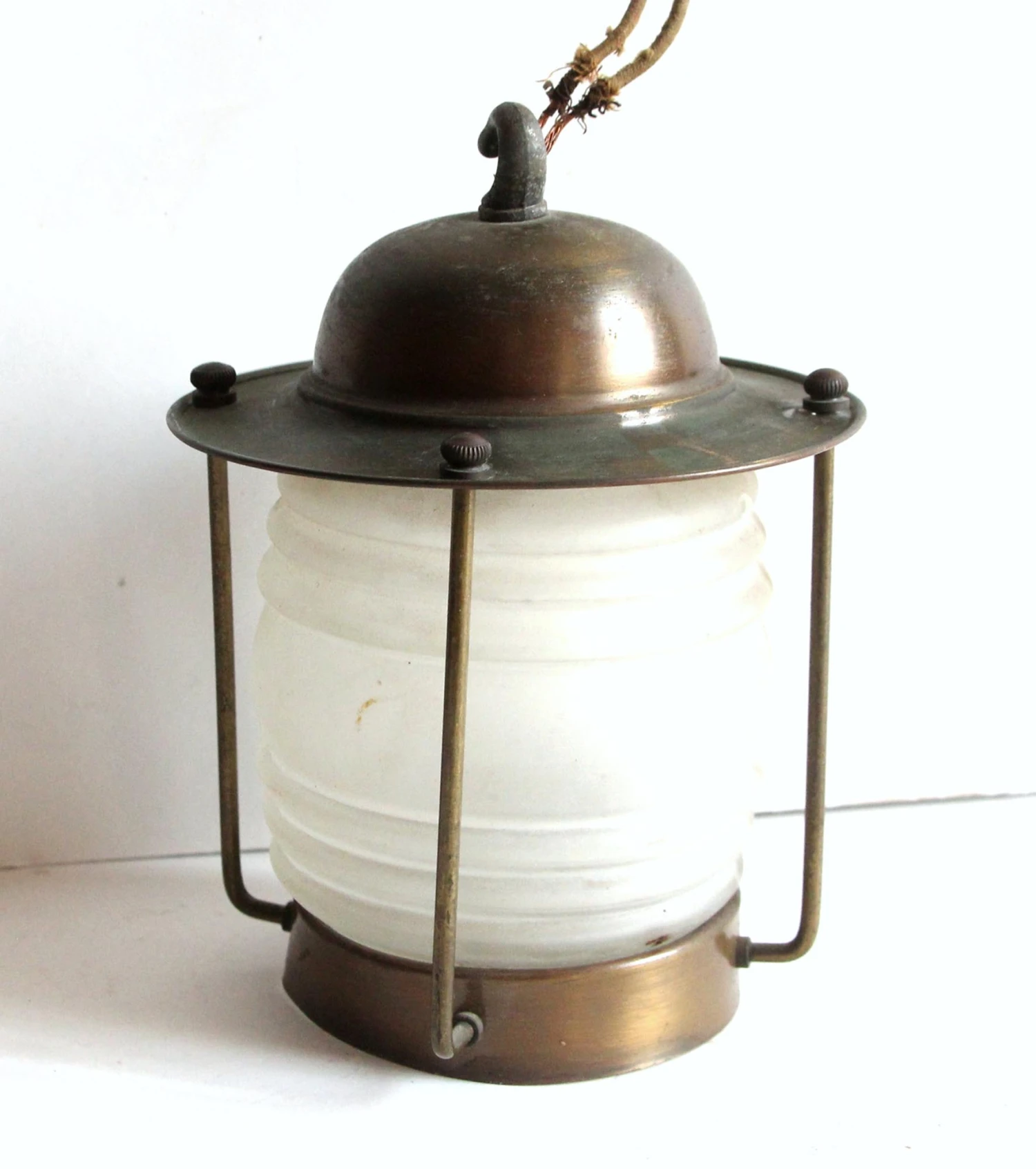 Mini Nautical Brass & Frosted Glass Ceiling Lantern 5 Mini Nautical Brass & Frosted Glass Ceiling Lantern - Image 3