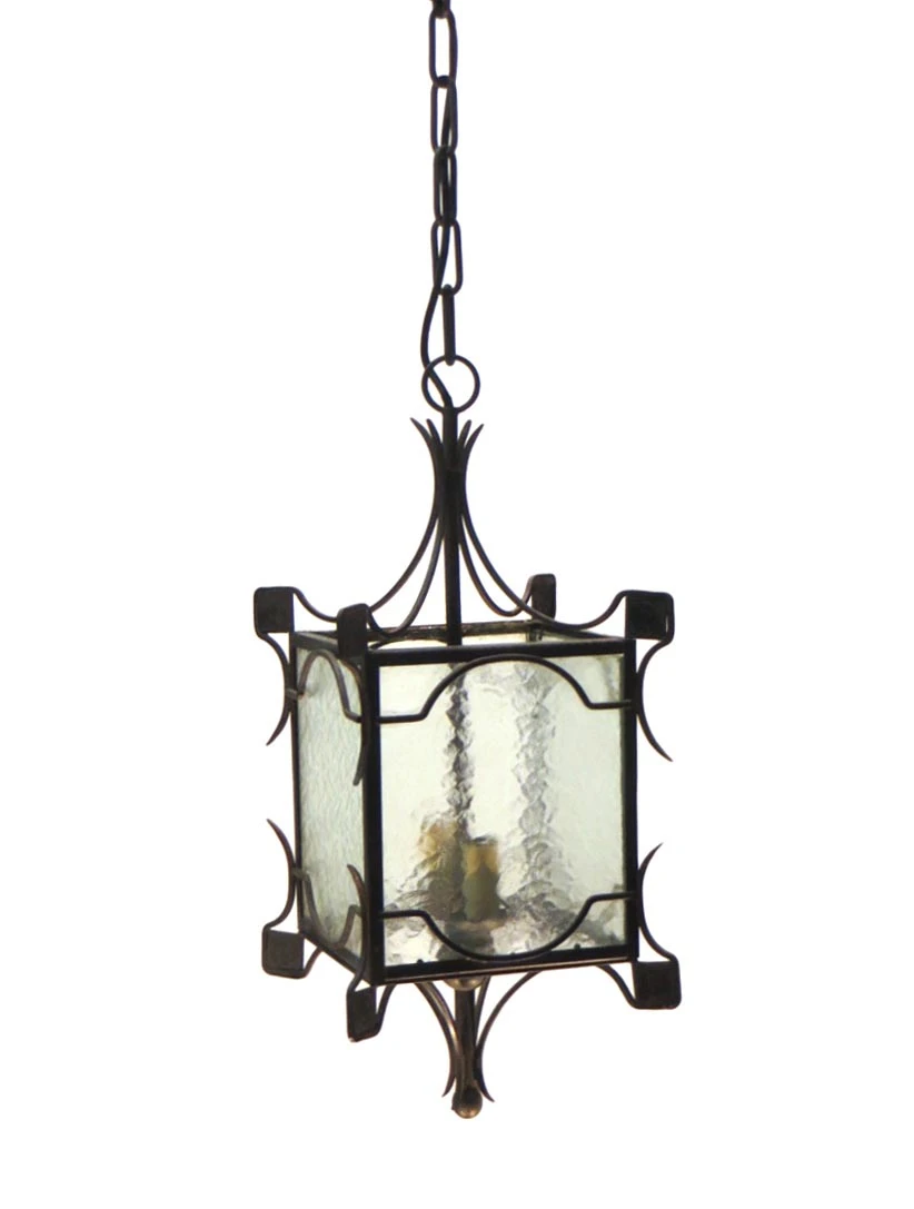 Simple Iron & Clear Hammered Glass Ceiling Lantern 5 Simple Iron & Clear Hammered Glass Ceiling Lantern - Image 3