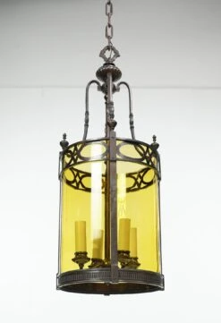 Antique Regency Bronze & Amber Glass Ceiling Lantern 20 Antique Regency Bronze & Amber Glass Ceiling Lantern -OGT Sale Store wall ceiling lanterns for sale q282578
