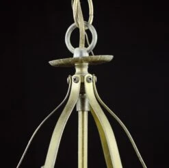 Vintage 3 Light Brass & Clear Glass Panel Pendant Light Lantern -OGT Sale Store wall ceiling lanterns for sale q283084