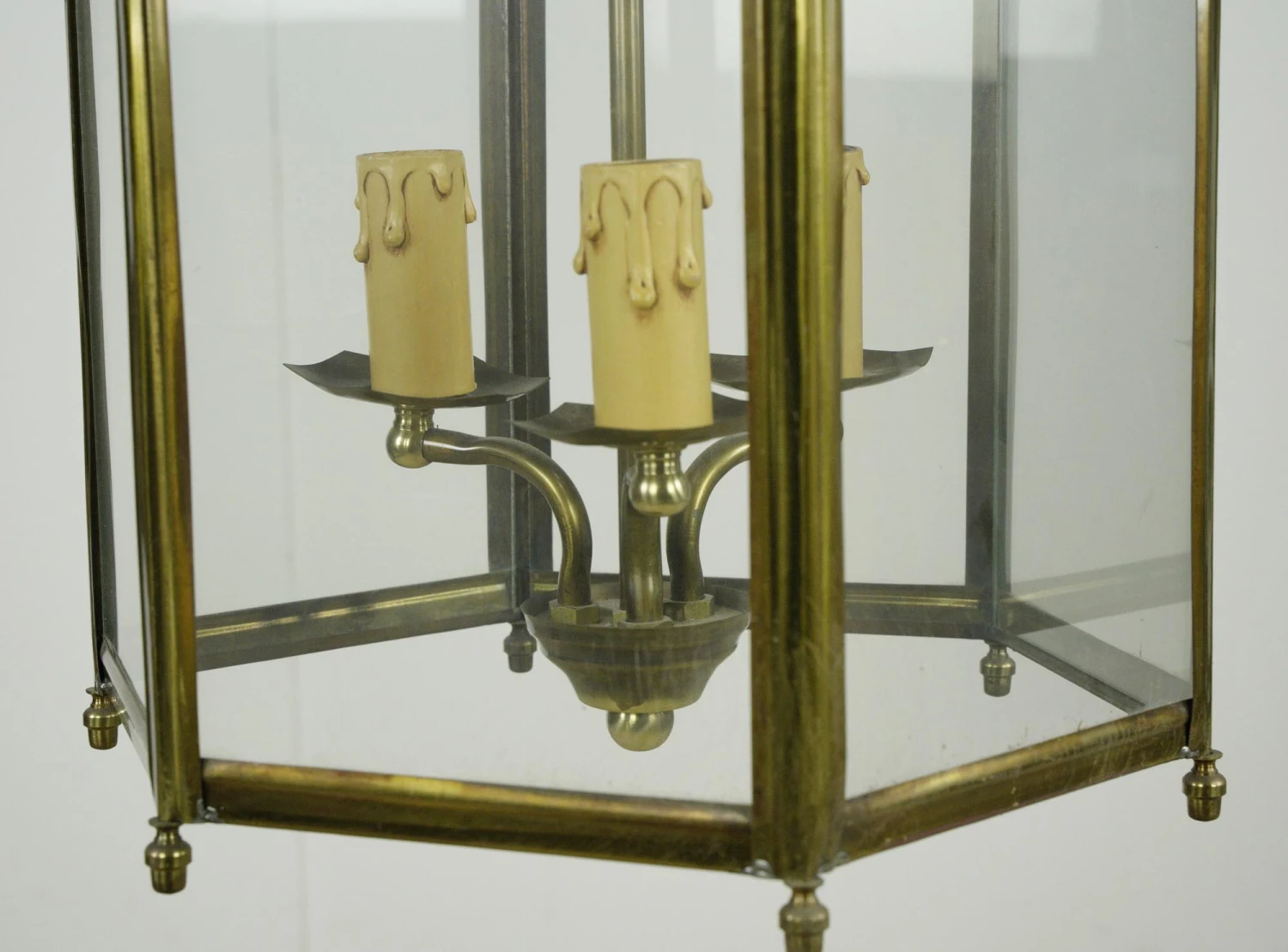 Vintage Traditional Brass Clear Glass Lantern Pendant Light 5 Vintage Traditional Brass Clear Glass Lantern Pendant Light - Image 3