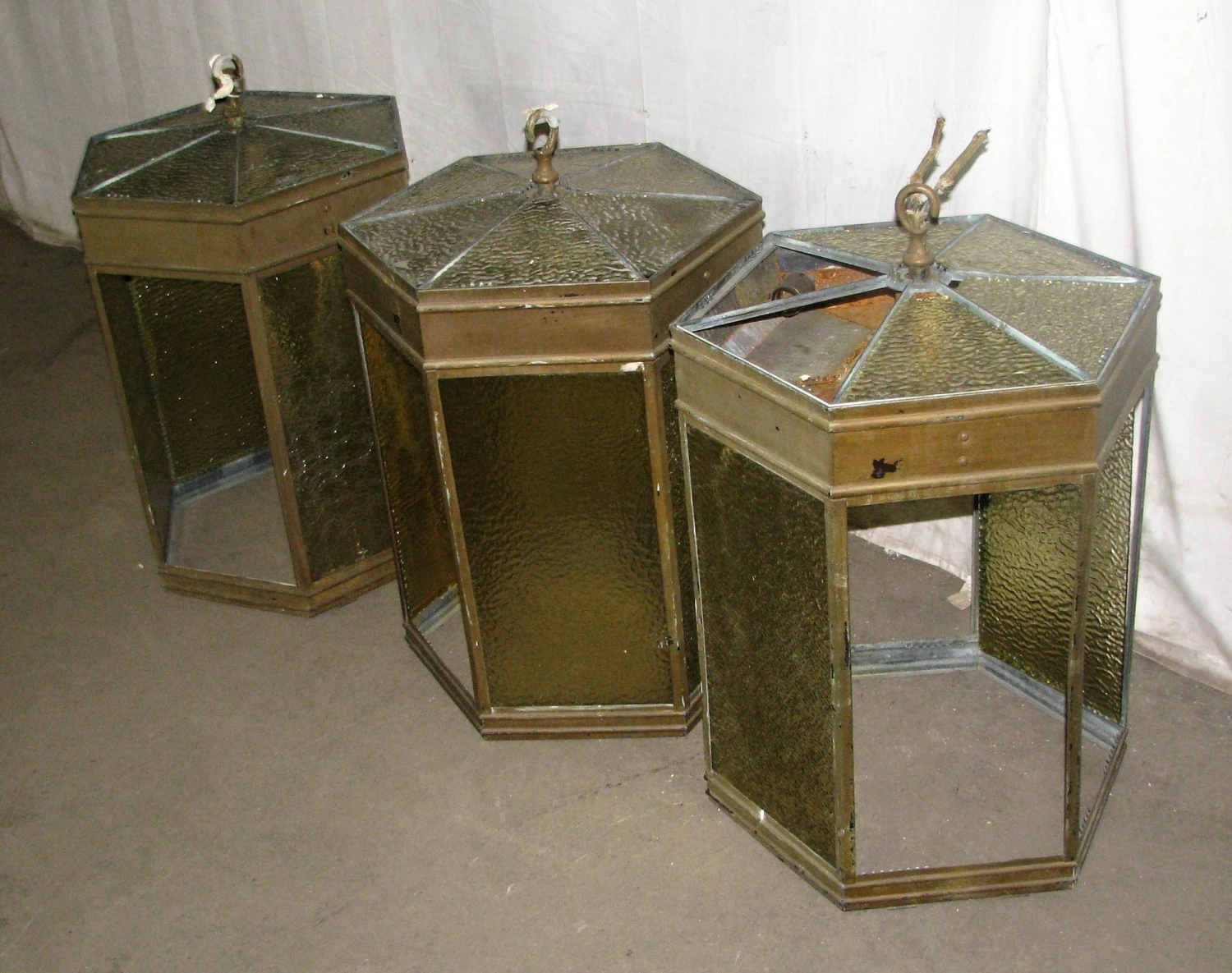 Vintage Traditional Amber Glass Ceiling Lantern 4 Vintage Traditional Amber Glass Ceiling Lantern - Image 2