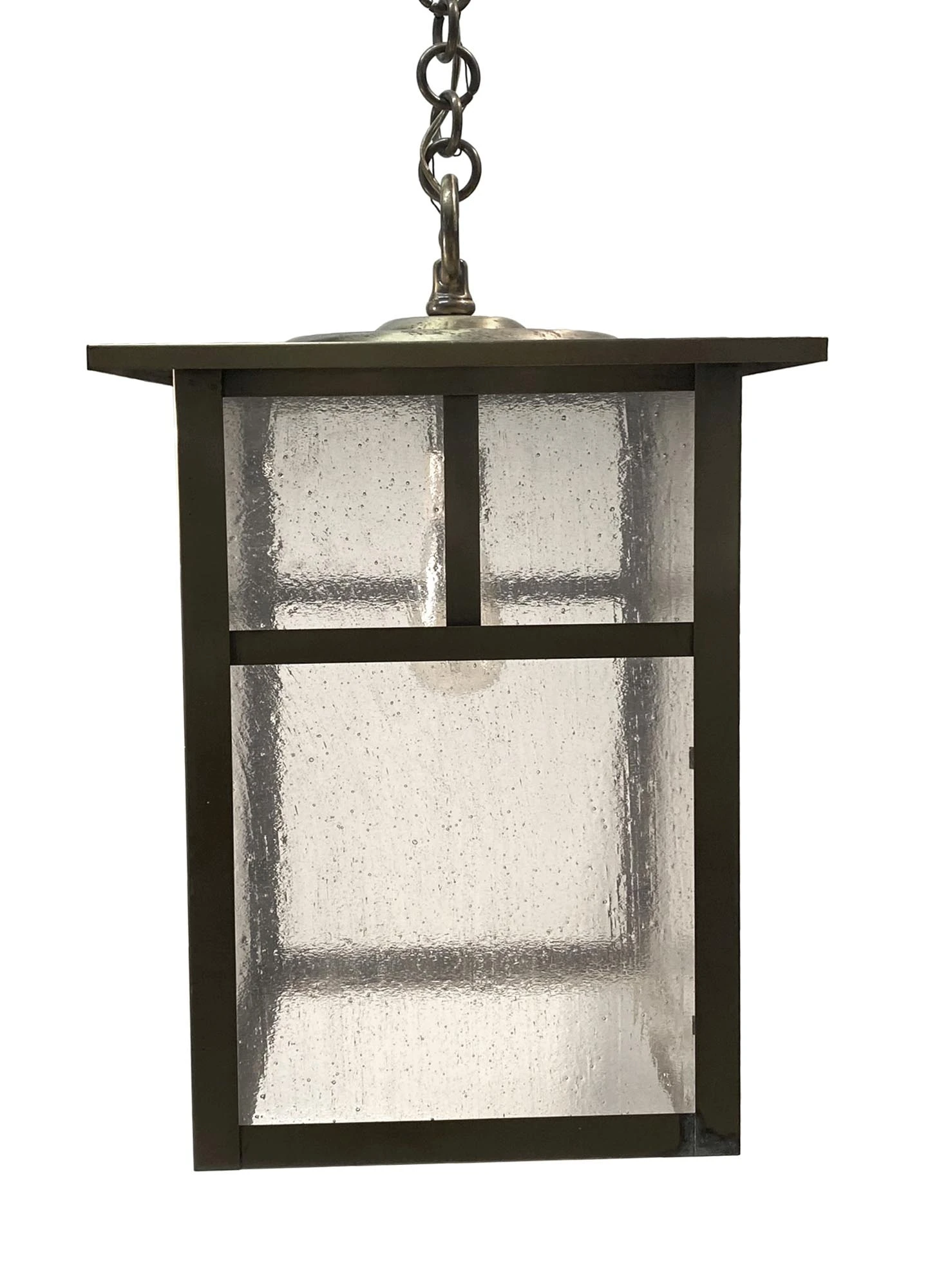 Large Brass Arts & Crafts Hanging Lantern 3 Large Brass Arts & Crafts Hanging Lantern