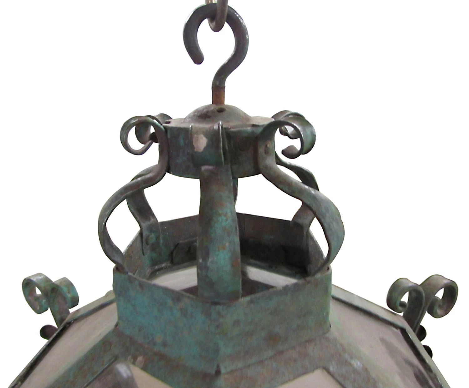 Traditional Green Wrought Iron Ceiling Lantern 4 Traditional Green Wrought Iron Ceiling Lantern - Image 2