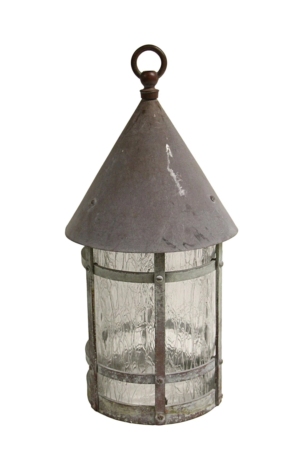 Arts & Crafts Hanging Lantern With Textured Glass 4 Arts & Crafts Hanging Lantern With Textured Glass - Image 2