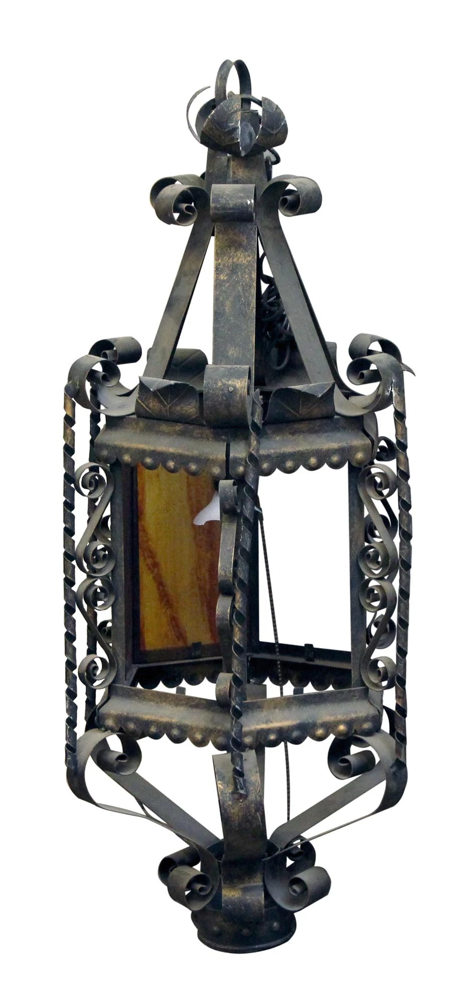 Antique Black Iron Ceiling Lantern 4 Antique Black Iron Ceiling Lantern - Image 2