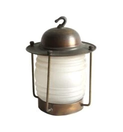 Mini Nautical Brass & Frosted Glass Ceiling Lantern
