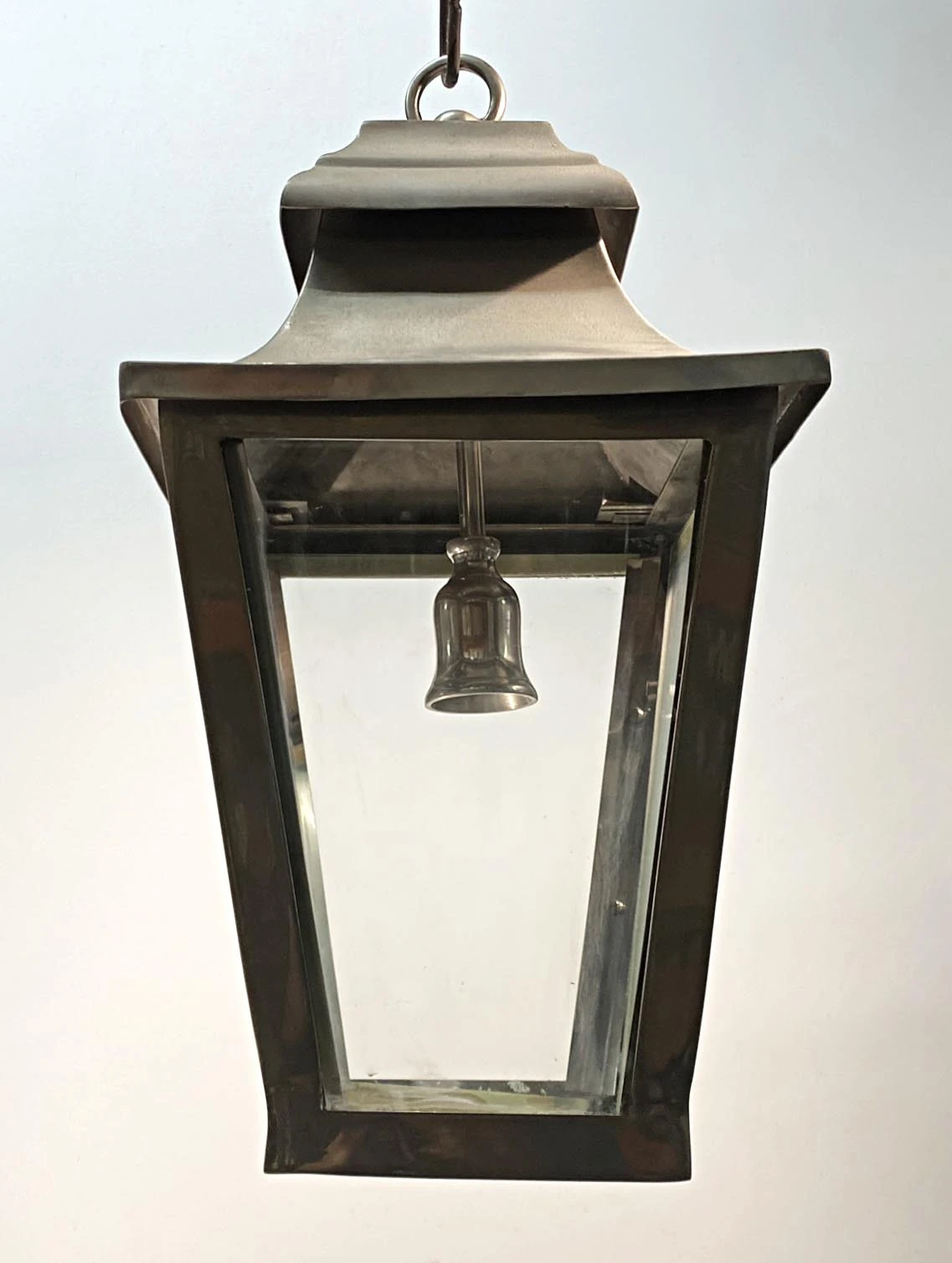 Traditional Nickel Over Brass 22 In. Hanging Lantern 4 Traditional Nickel Over Brass 22 In. Hanging Lantern - Image 2