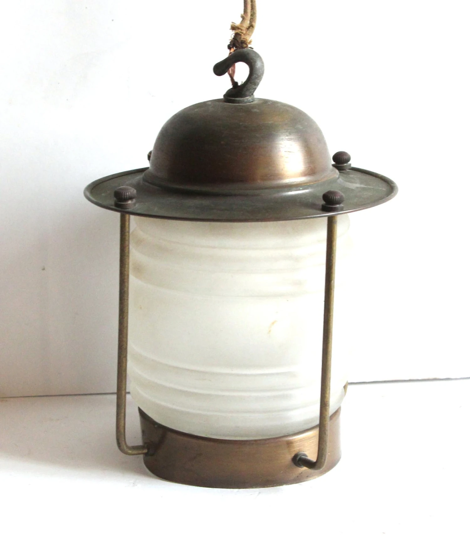Mini Nautical Brass & Frosted Glass Ceiling Lantern 4 Mini Nautical Brass & Frosted Glass Ceiling Lantern - Image 2