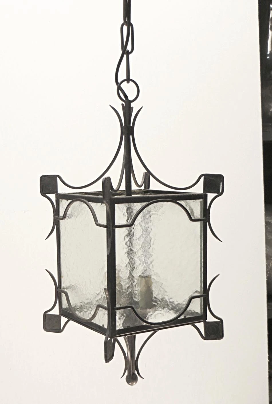 Simple Iron & Clear Hammered Glass Ceiling Lantern 4 Simple Iron & Clear Hammered Glass Ceiling Lantern - Image 2