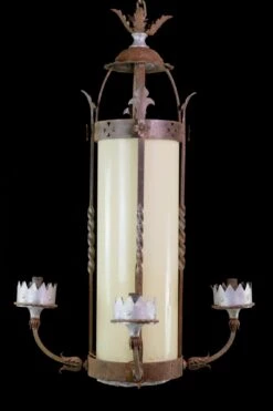 Large Ecclesiastical Hand Forged Iron & Glass Ceiling Lantern -OGT Sale Store wall ceiling lanterns q275081