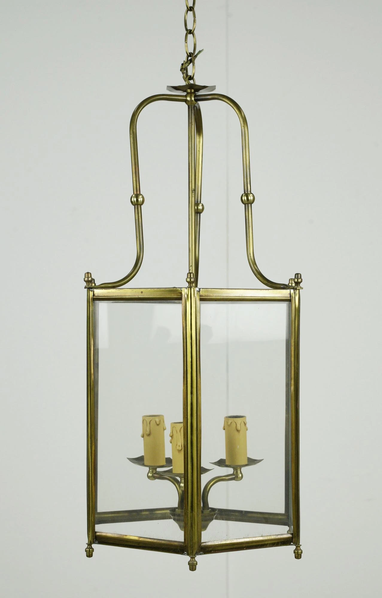 Vintage Traditional Brass Clear Glass Lantern Pendant Light 4 Vintage Traditional Brass Clear Glass Lantern Pendant Light - Image 2