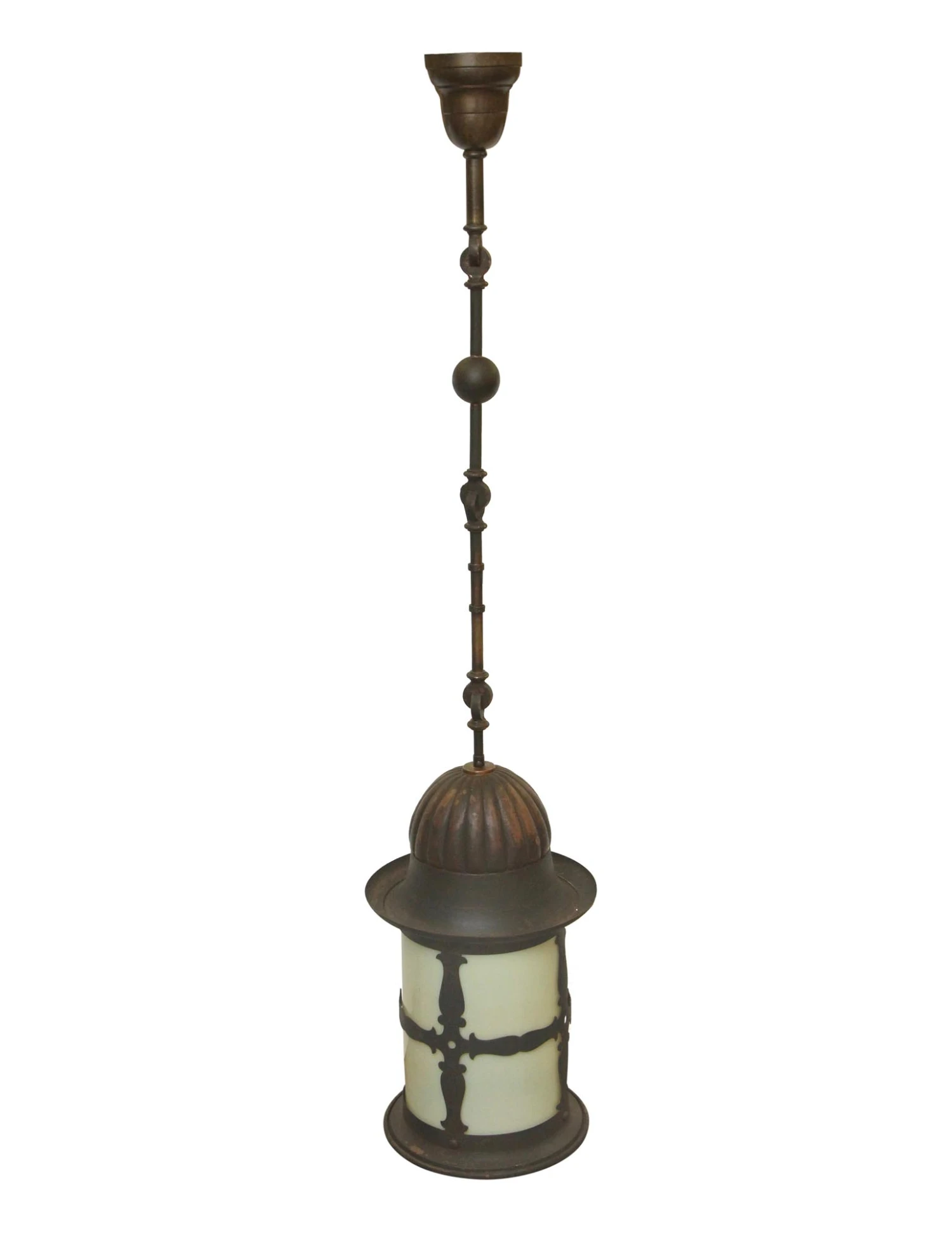 Restored Colonial Copper & Milk Glass Ceiling Lantern 3 Restored Colonial Copper & Milk Glass Ceiling Lantern