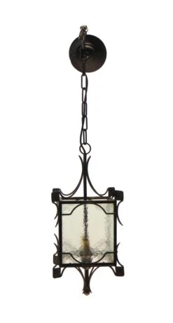 Simple Iron & Clear Hammered Glass Ceiling Lantern