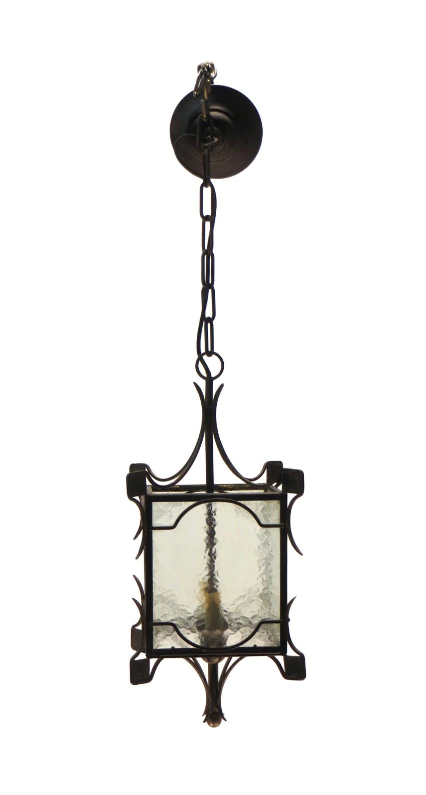 Simple Iron & Clear Hammered Glass Ceiling Lantern 3 Simple Iron & Clear Hammered Glass Ceiling Lantern