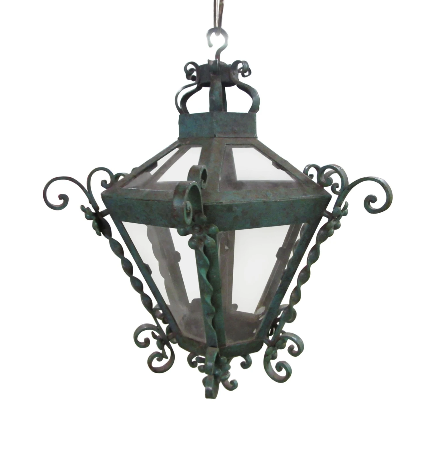 Traditional Green Wrought Iron Ceiling Lantern 3 Traditional Green Wrought Iron Ceiling Lantern