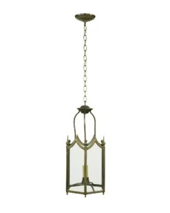 Vintage Gothic Brass Clear Glass Lantern Pendant Light