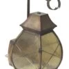Vintage Light Amber Glass & Brass Wall Lantern