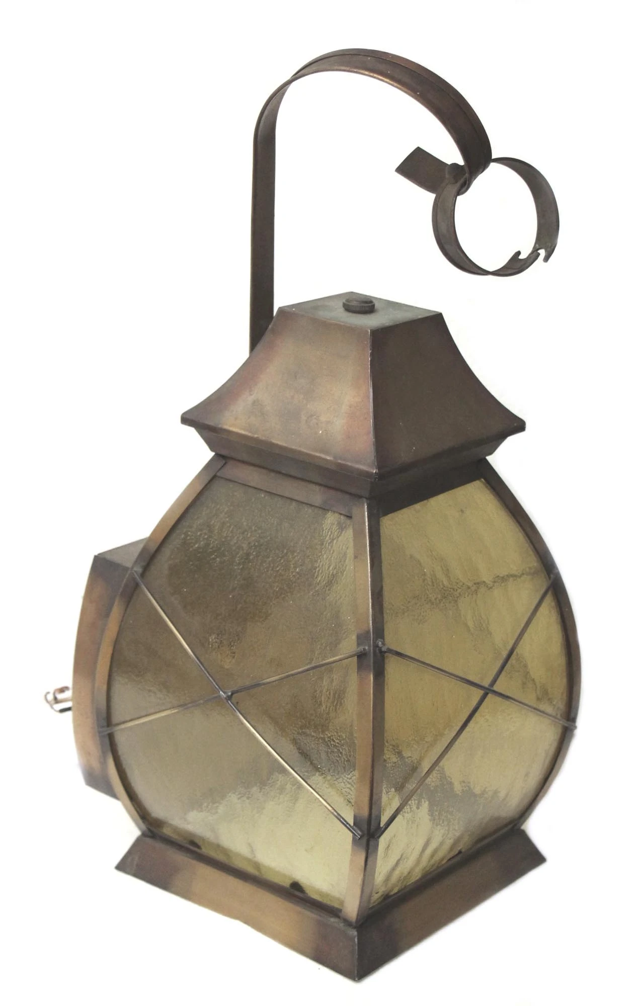 Vintage Light Amber Glass & Brass Wall Lantern 3 Vintage Light Amber Glass & Brass Wall Lantern