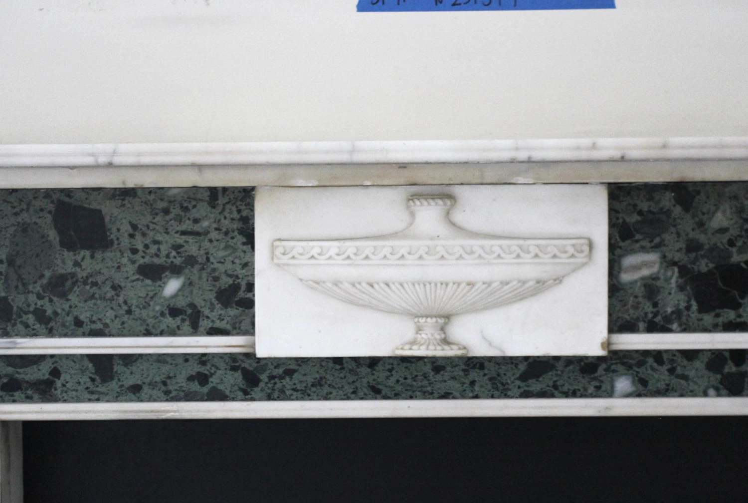 Statuary White & Verde Antico Green Marble Mantel From The Herbert Hoover Room Of The Waldorf Astoria 9 Statuary White & Verde Antico Green Marble Mantel From The Herbert Hoover Room Of The Waldorf Astoria - Image 7