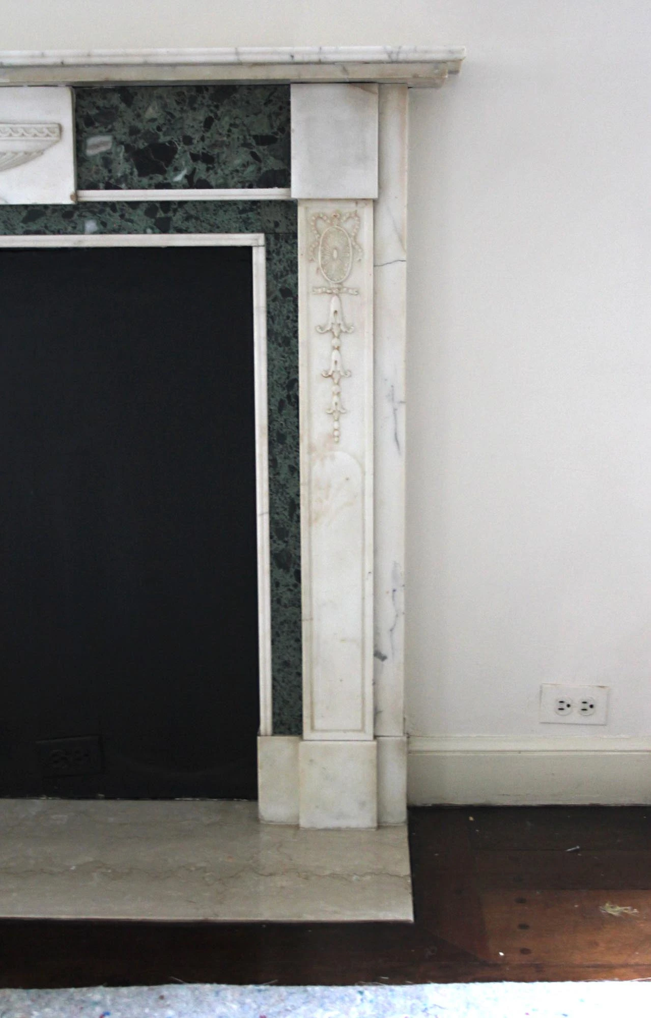 Statuary White & Verde Antico Green Marble Mantel From The Herbert Hoover Room Of The Waldorf Astoria 10 Statuary White & Verde Antico Green Marble Mantel From The Herbert Hoover Room Of The Waldorf Astoria - Image 8