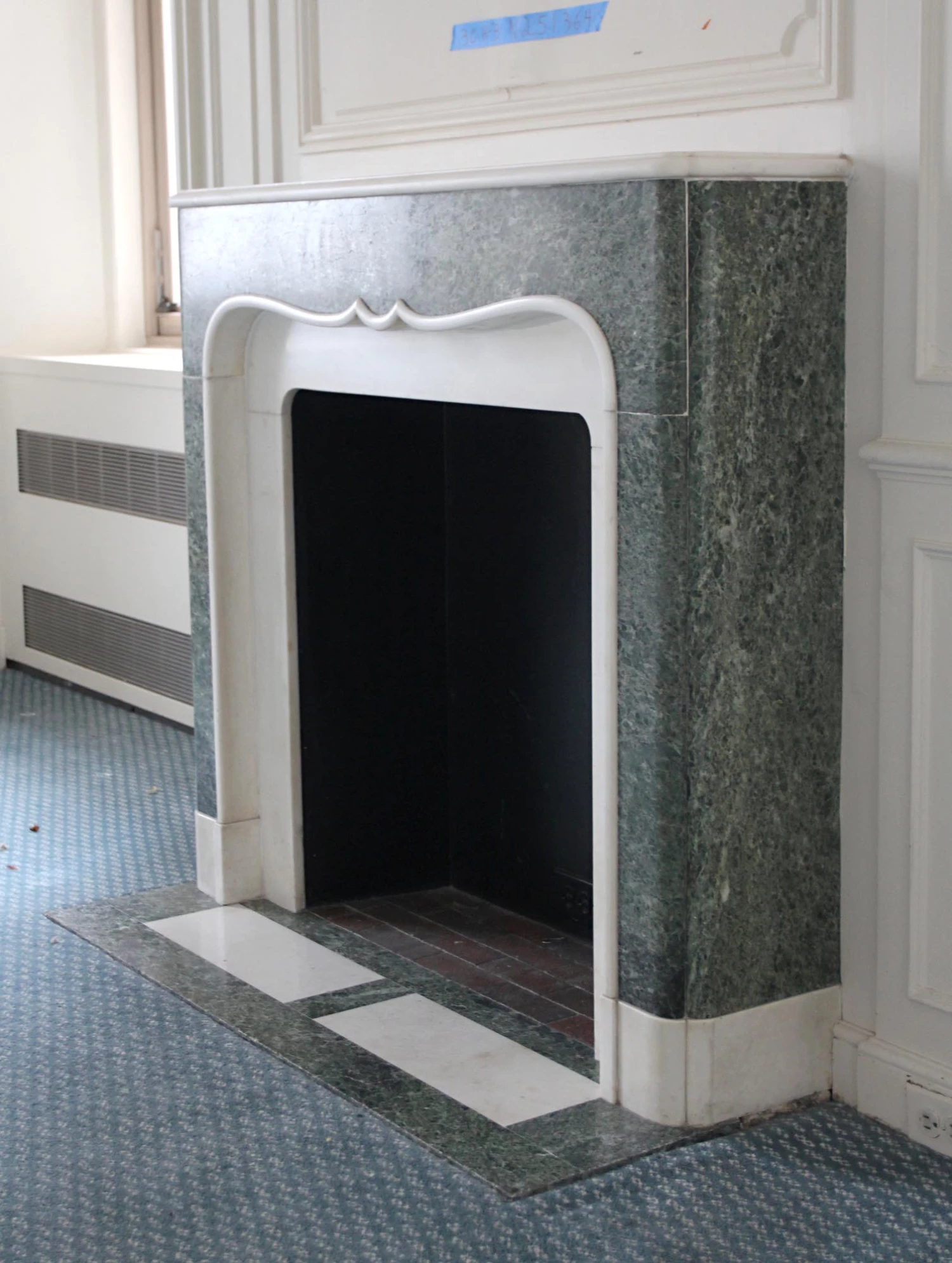 Waldorf Astoria Green & White Vintage Marble Mantel 7 Waldorf Astoria Green & White Vintage Marble Mantel - Image 5