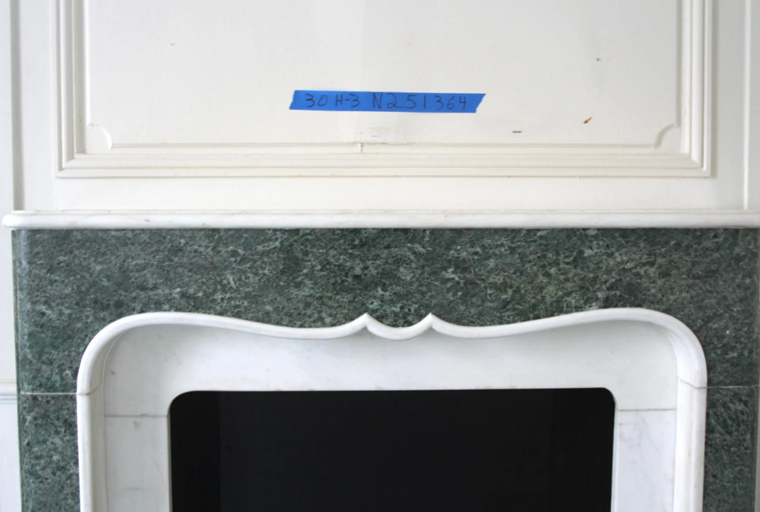 Waldorf Astoria Green & White Vintage Marble Mantel 11 Waldorf Astoria Green & White Vintage Marble Mantel - Image 9