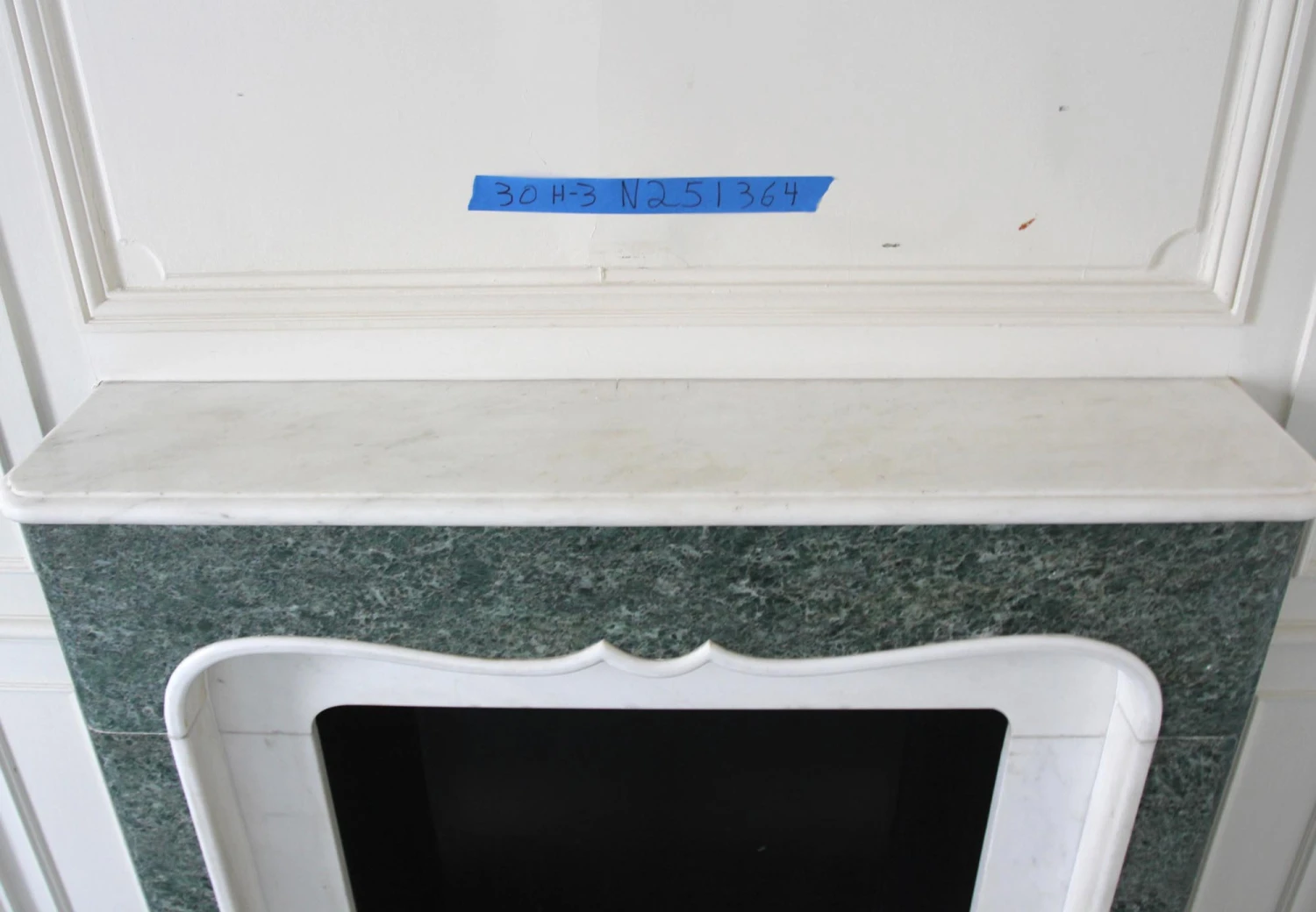 Waldorf Astoria Green & White Vintage Marble Mantel 14 Waldorf Astoria Green & White Vintage Marble Mantel - Image 12