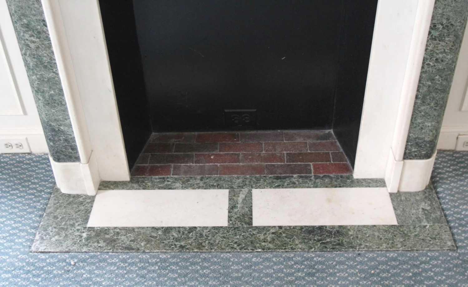 Waldorf Astoria Green & White Vintage Marble Mantel 15 Waldorf Astoria Green & White Vintage Marble Mantel - Image 13