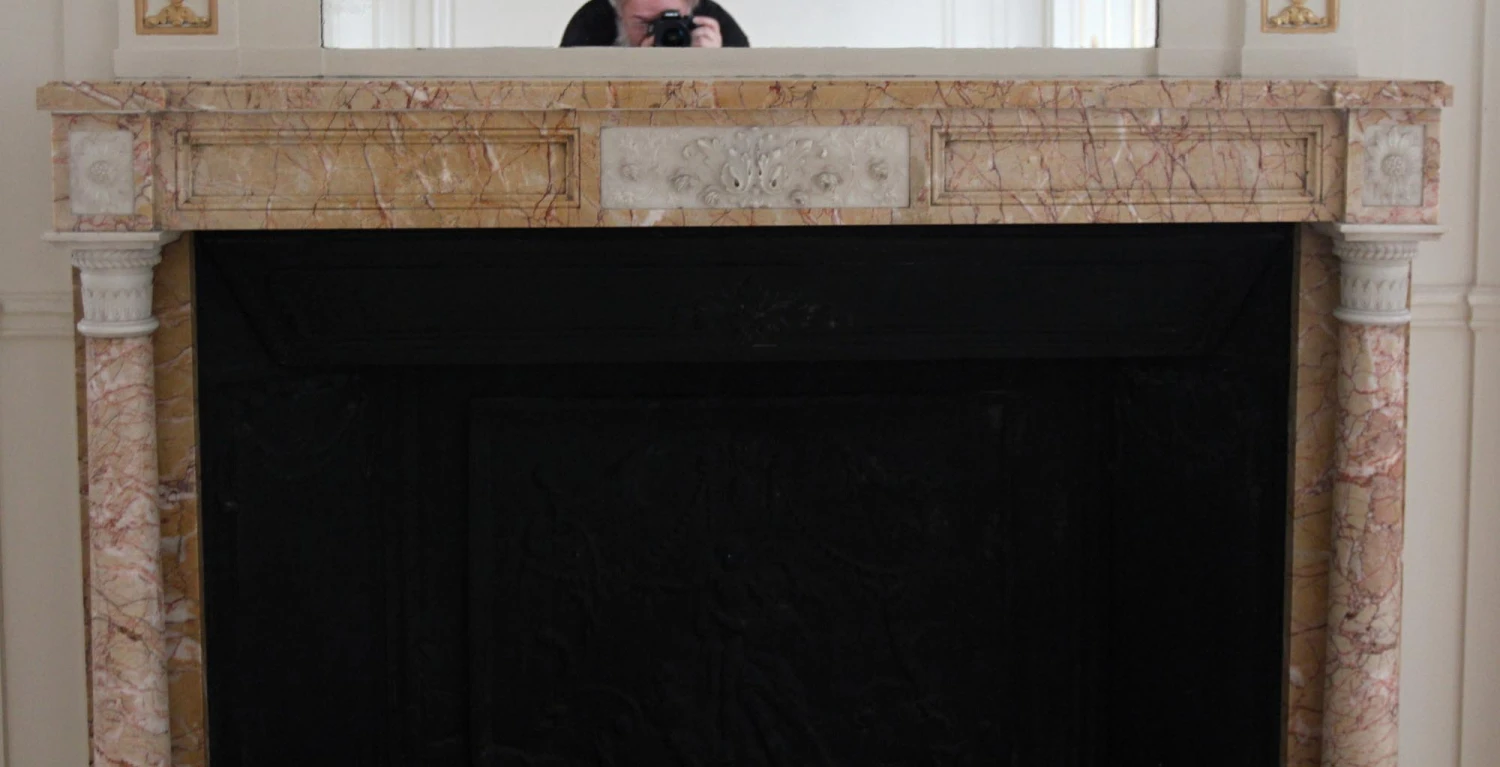 Waldorf Astoria Tan & Pink Marble Mantel With Floral Carvings 8 Waldorf Astoria Tan & Pink Marble Mantel With Floral Carvings - Image 6