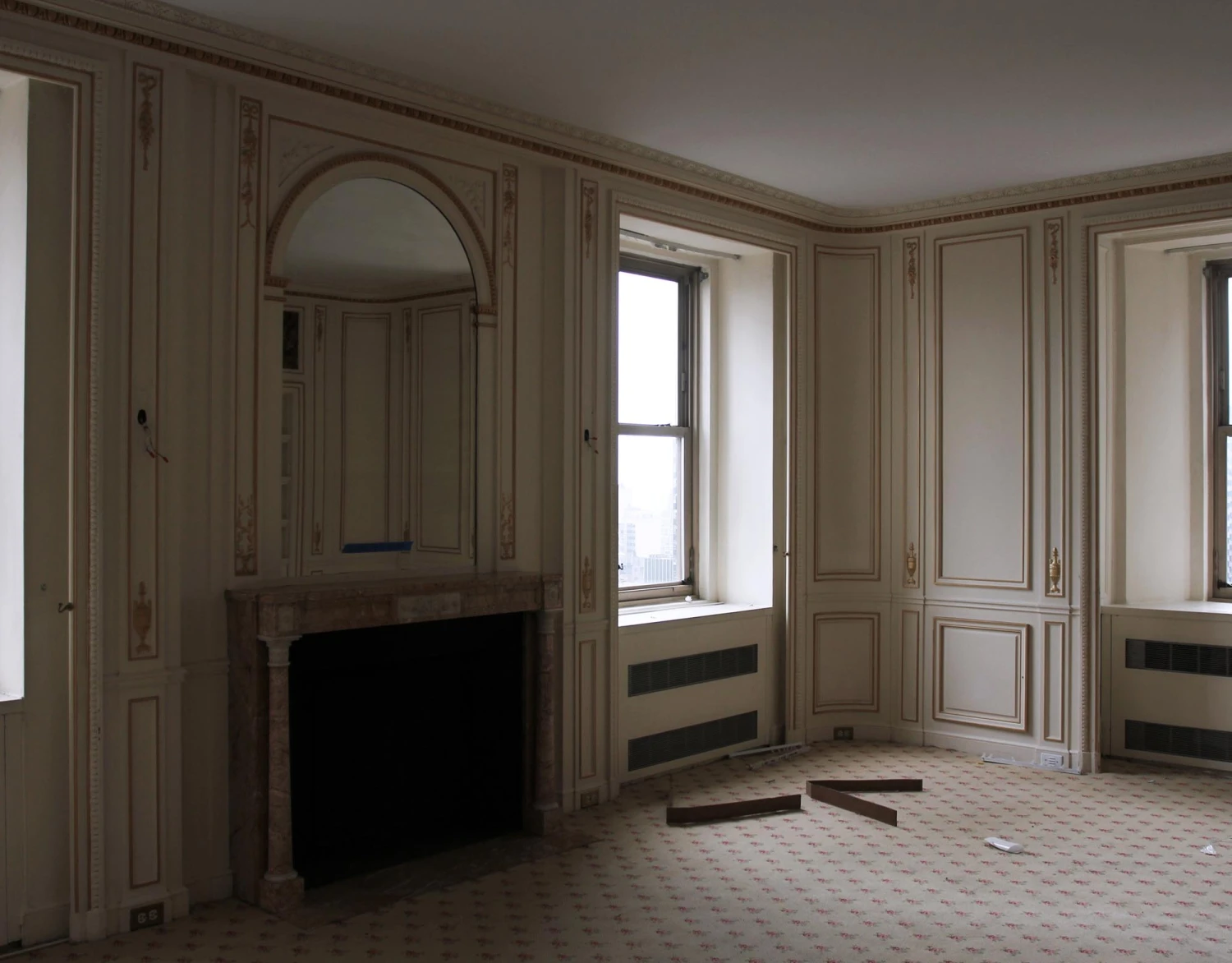 Waldorf Astoria Tan & Pink Marble Mantel With Floral Carvings 12 Waldorf Astoria Tan & Pink Marble Mantel With Floral Carvings - Image 10