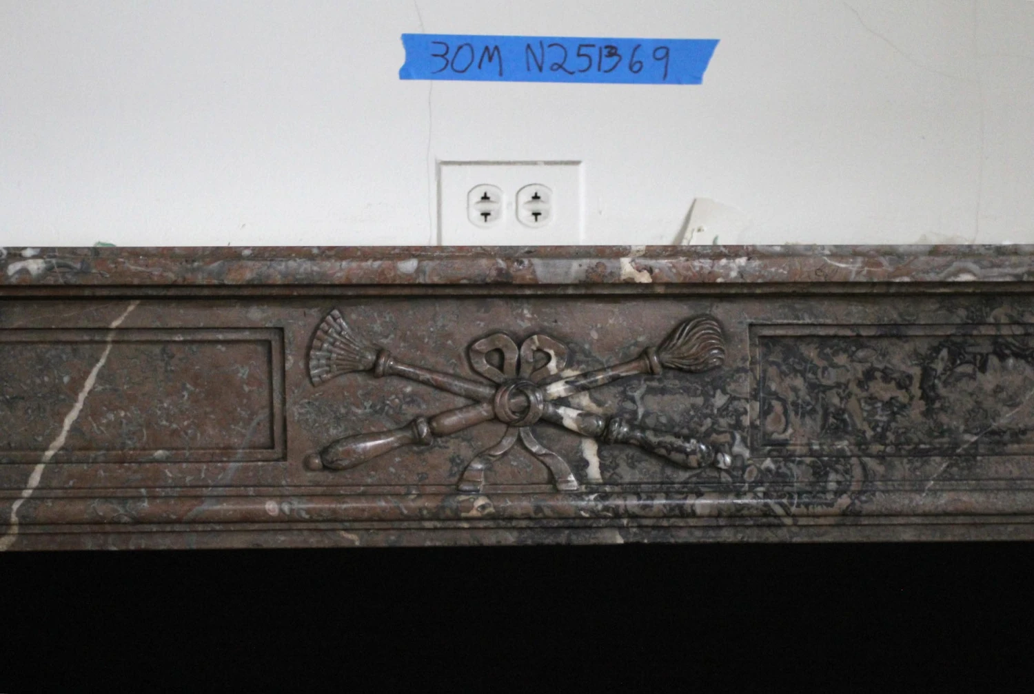 Waldorf Astoria Louis XVI Regency Brown Carved Marble Mantel 7 Waldorf Astoria Louis XVI Regency Brown Carved Marble Mantel - Image 5