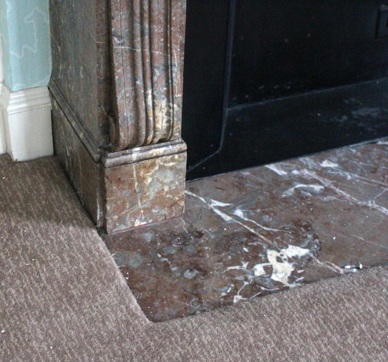 Waldorf Astoria Louis XVI Regency Brown Carved Marble Mantel 14 Waldorf Astoria Louis XVI Regency Brown Carved Marble Mantel - Image 12