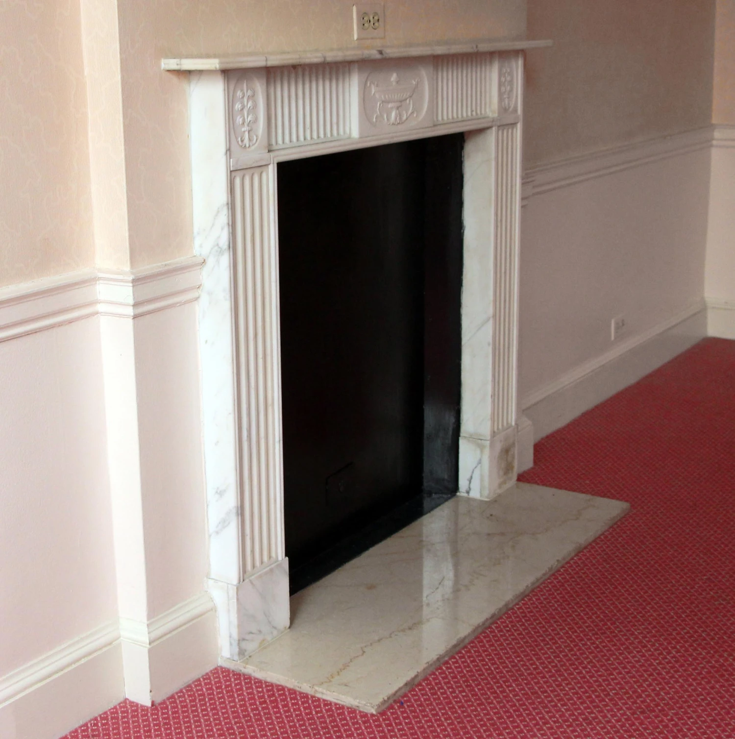 Waldorf Astoria English Regency Carved White Marble Mantel 6 Waldorf Astoria English Regency Carved White Marble Mantel - Image 4