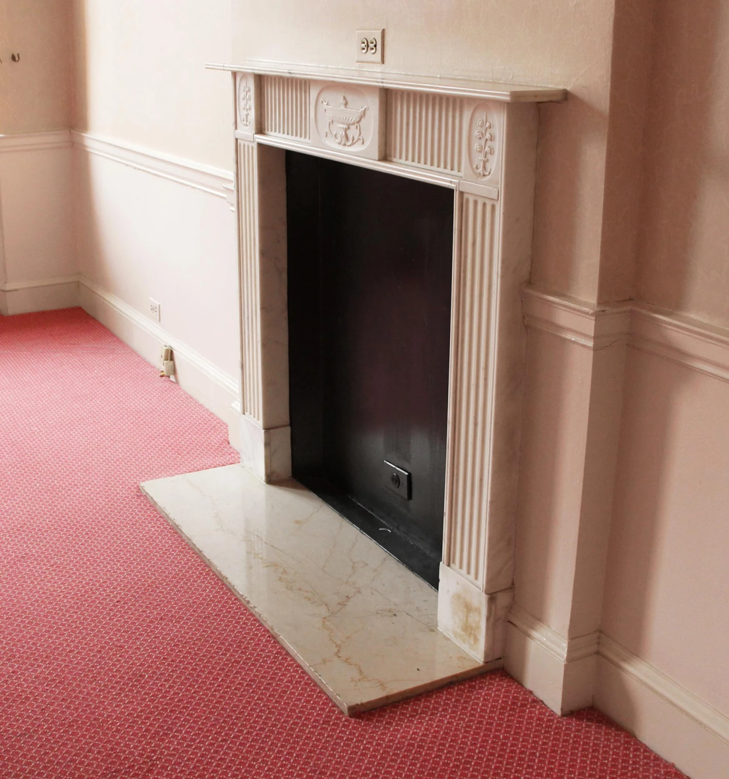 Waldorf Astoria English Regency Carved White Marble Mantel 15 Waldorf Astoria English Regency Carved White Marble Mantel - Image 13