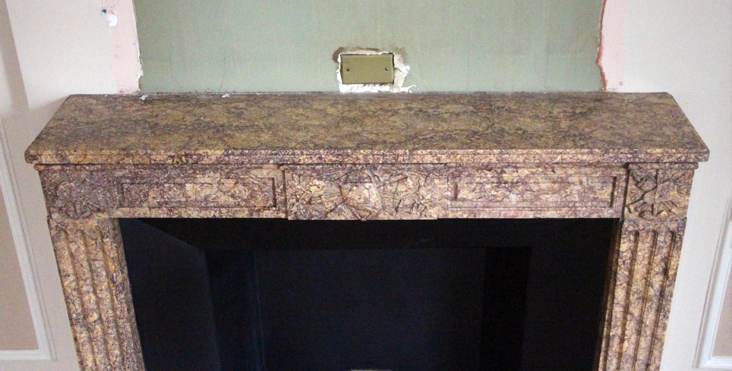 Waldorf Astoria Louis XVI Regency Carved Marble Mantel 8 Waldorf Astoria Louis XVI Regency Carved Marble Mantel - Image 6