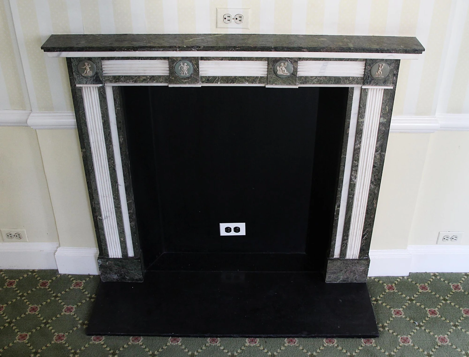 Waldorf Astoria Gray & White Figural Marble Mantel 7 Waldorf Astoria Gray & White Figural Marble Mantel - Image 5