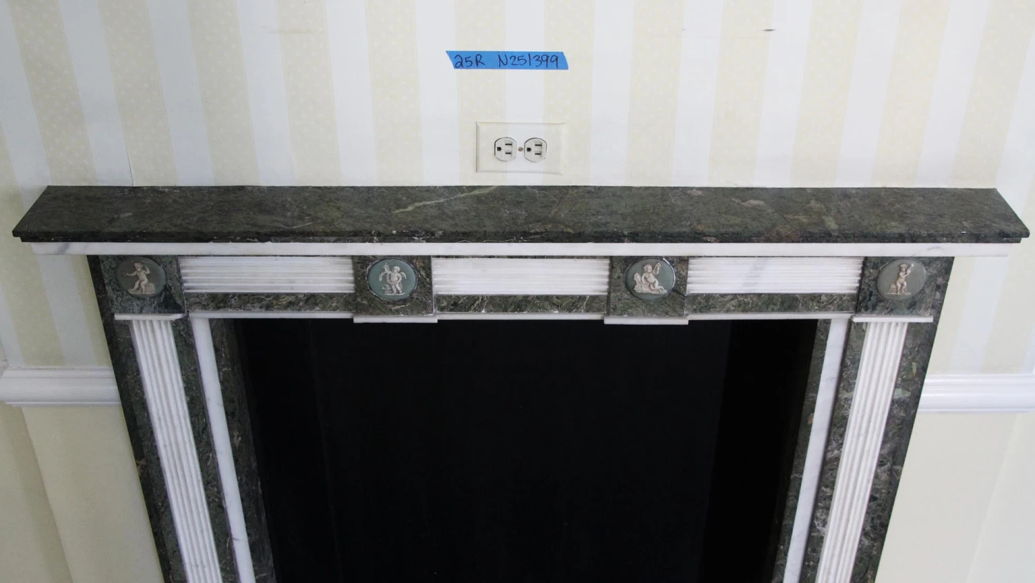 Waldorf Astoria Gray & White Figural Marble Mantel 8 Waldorf Astoria Gray & White Figural Marble Mantel - Image 6